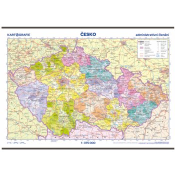 Kartografie PRAHA, a. s. Česko – administrativní členění – školní nástěnná mapa