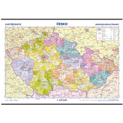 Kartografie PRAHA, a. s. Česko – administrativní členění – školní nástěnná mapa – Zboží Mobilmania