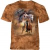 Pánské Tričko Pánské batikované triko The Mountain Koně v běhu hnědé