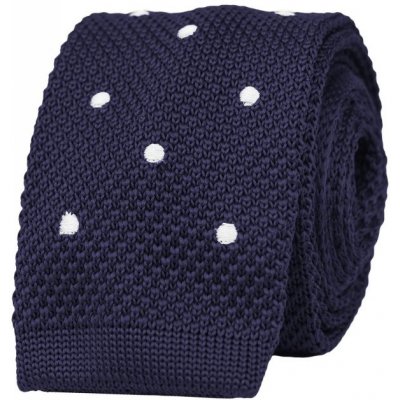 Pletená kravata s puntíky tmavomodrá – Zboží Dáma