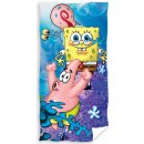 Carbotex Dětská plážová osuška SpongeBob s Garym a Patrikem 70 x 140 cm