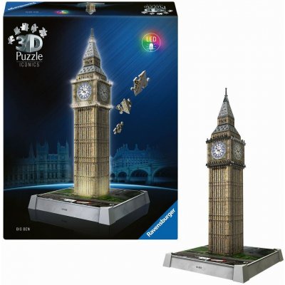 RAVENSBURGER 3D puzzle Iconics Svítící Big Ben (Noční edice) 216 ks – Zboží Mobilmania