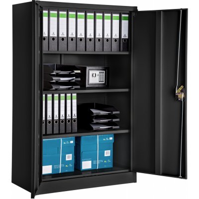 Tectake Kovová archivační skříň na spisy 4 přihrádky 140x90x40cm, šedá – Zboží Dáma