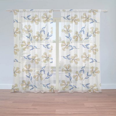 Sablio Záclony Žluté kvítí: 2ks 150x250cm – Zboží Mobilmania