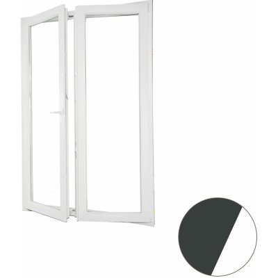 ALUPLAST Plastové dvoukřídlé balkonové dveře Levé Trojsklo antracit/bílá 130 x 200 cm – Zboží Mobilmania