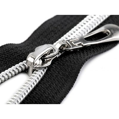 Stoklasa Spirálový zip No 7 délka 65 cm se stříbrnými zoubky Balení: 1 ks, Varianta: 322 černá 322 černá – Hledejceny.cz
