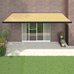vidaXL Zatahovací markýza žlutá a bílá 5 x 3 m textil a hliník – Zboží Mobilmania