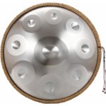 Handpan hudební nástroj D moll 432 Hertz 9 not 22 palců 55 cm Meiqi hang drum instrument stříbrná barva – Zboží Dáma