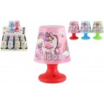 Teddies Mini lampička s jednorožcem na stůl plast 8x11cm na baterie 3 barvy 12ks v boxu