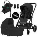 CYBEX Set Balios S Lux + korba + adaptéry + autosedačka + základna 2024 Moon Black Black Frame