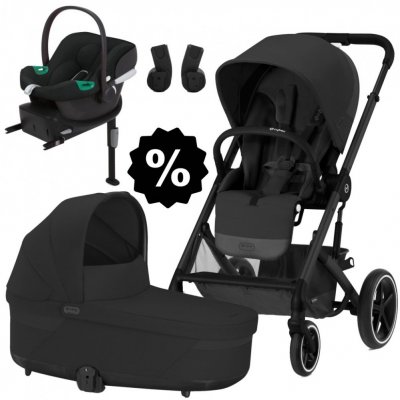 CYBEX Set Balios S Lux + korba + adaptéry + autosedačka + základna 2024 Moon Black Black Frame – Zboží Mobilmania