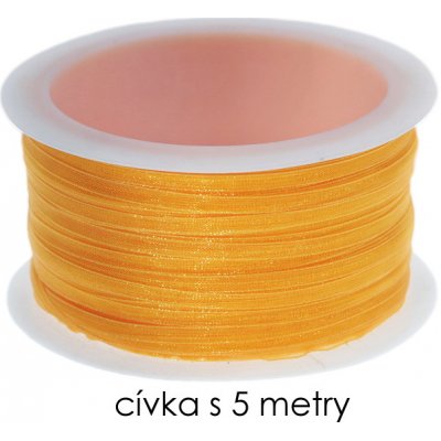 Oranžová stuha, ORGANZA, 3mm (5m) – Zboží Mobilmania