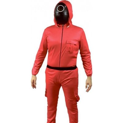 Godan Color Game Costume Red Square kombinéza s kapucí pásek maska – Zboží Mobilmania