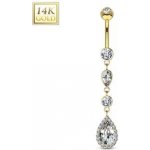 Šperky4U zlatý piercing do pupíku s kubickými zirkony ZL01012-YG – Sleviste.cz