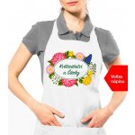 Kariban HobbyTriko Zahradnická zástěra Barevné květiny + vlastní nápis Bílá – Hledejceny.cz