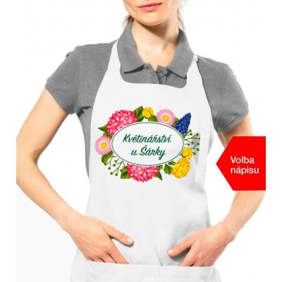 Kariban HobbyTriko Zahradnická zástěra Barevné květiny + vlastní nápis Bílá – Hledejceny.cz