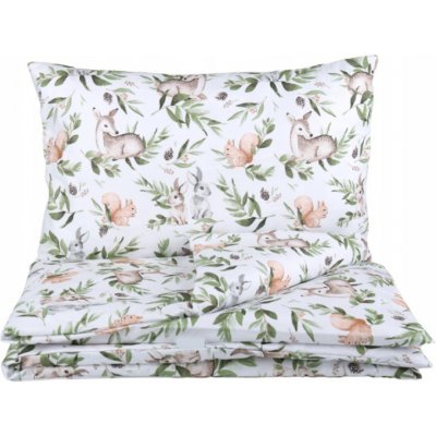 EliNeli povlečení Lesní Zvířátka zelené 90 x 120 cm – Sleviste.cz