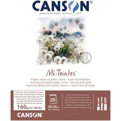 Canson Skicák pro pastely Mi-Teintes White v lepené vazbě 24 x 32 cm 160g 20 listů – Zboží Dáma
