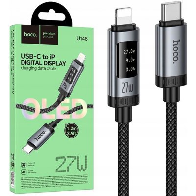 Hoco U148 s digitálním displejem USB C na Lightning Pd 27W 1,2m černý – Hledejceny.cz