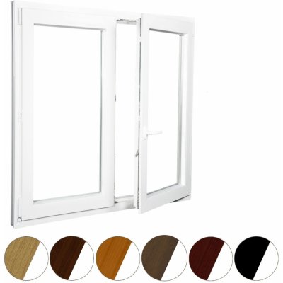 ALUPLAST Plastové okno dvoukřídlé dekor/bílé 120x150 Pravé, Trojsklo Ug= 0,7 – Hledejceny.cz