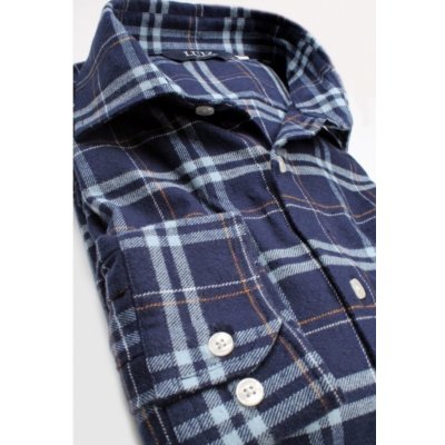 Flanelová košile Comfort Fit modrá kostka bruno 166