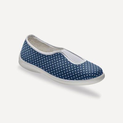 Bačkory s pruženkou a potiskem puntíků modrá – Sleviste.cz