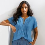 Halenka se sámky a krátkými rukávy světle modrá – Hledejceny.cz