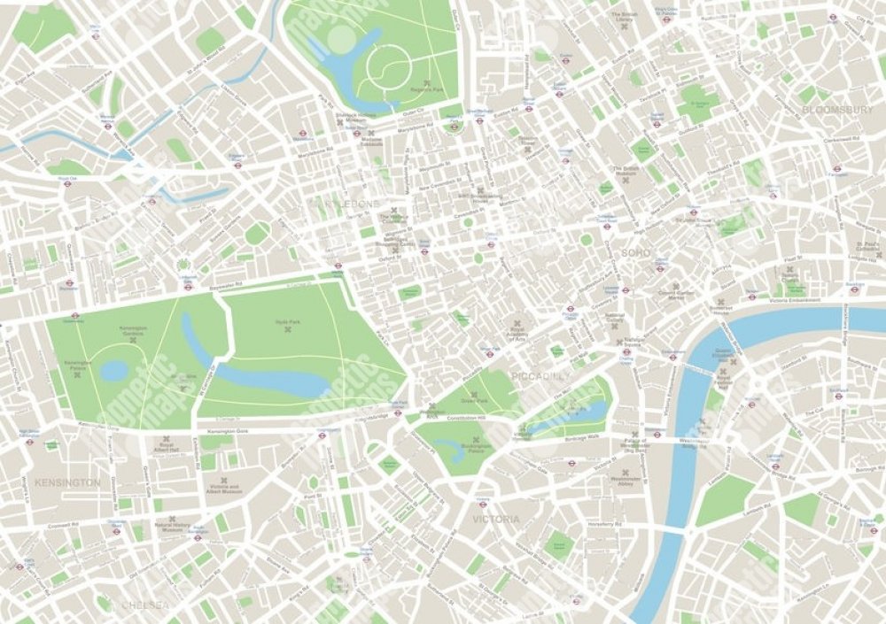 Magnetická mapa Londýna, detailní, s popisky (samolepící feretická fólie)  94 x 66 cm | Srovnanicen.cz