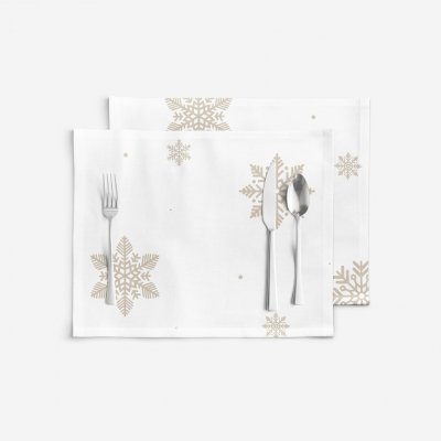 Goldea vánoční prostírání 100% bavlněné plátno sněhové vločky na bílé 2ks 30x40 cm – Sleviste.cz