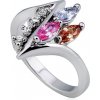Prsteny Šperky eshop lesklý prsten ostrá zatočená linie s čirými a barevnými zirkony L10.04