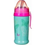 Canpol babies Láhev sportovní s nevylévací slámkou MOTÝLEK tyrkysová 350 ml – Zboží Dáma