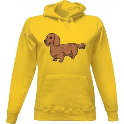 Dámská mikina s kapucí s potiskem Jezevčík žlutá – Hledejceny.cz