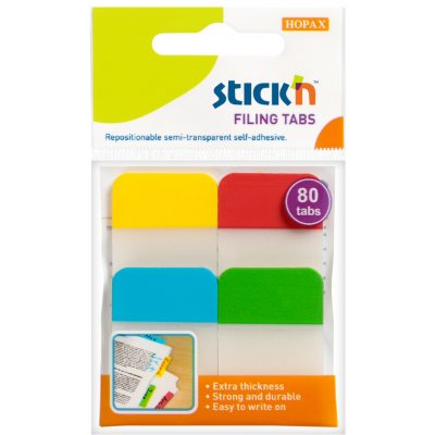 Záložky samolepicí Stick´n 38 x 25 mm, plast, 4 x 20 lístků – Hledejceny.cz
