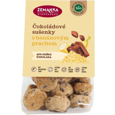Biopekárna Zemanka Sušenky s čokoládou a banánovým prachem BIO 100 g – Zboží Dáma