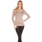 Koucla sweater with neck lacing & rivets CAPPUCCINO – Hledejceny.cz