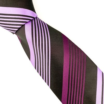Černo fialová kravata Pruhy
