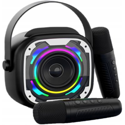 Karaoke set AMT s Bluetooth reproduktorem a 2 mikrofony černý – Zboží Mobilmania