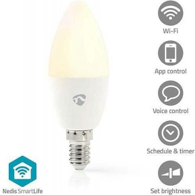 Nedis Wi-Fi Smart Bulb E14 4,9W LED žárovka , svíčka, pro chytrý dům, E14, 4,9W, 230V, 470lm, teplá až studená bílá, RGB, stmívat – Hledejceny.cz