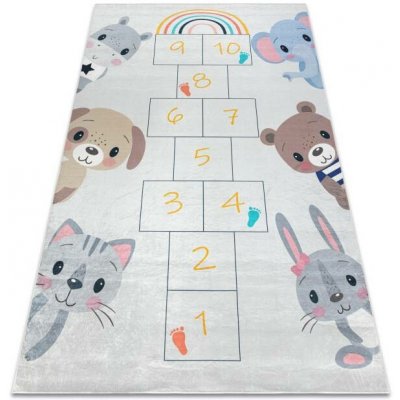 Nej-koberce Bambino 43092 zvířátka šedý / žlutý – Sleviste.cz
