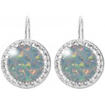 JSB bijoux s.r.o. Stříbrné náušnice klapky s kulatým opálem a krystaly Swarovski Australian Shadow velké (Stříbro 925/1000) – Hledejceny.cz