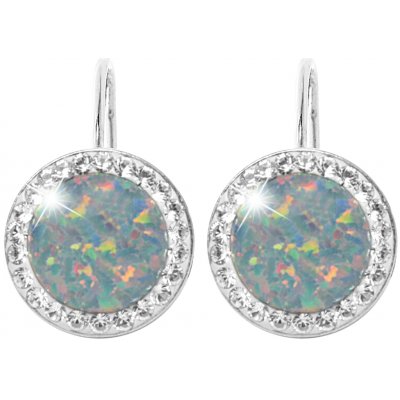 JSB bijoux s.r.o. Stříbrné náušnice klapky s kulatým opálem a krystaly Swarovski Australian Shadow velké (Stříbro 925/1000) – Hledejceny.cz