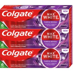 Colgate Max White Purple Reveal bělicí zubní pasta 3x 75 ml