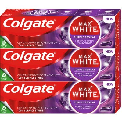 Colgate Max White Purple Reveal bělicí zubní pasta 3x 75 ml