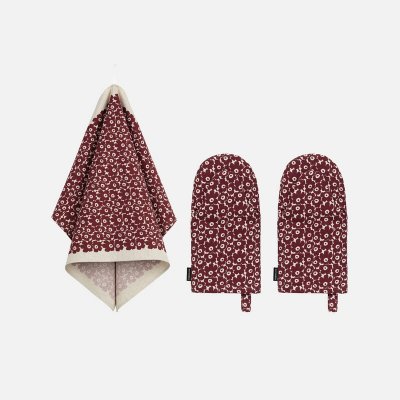 Marimekko Kuchyňská sada Pikuinen Unikko burgundy 3ks – Hledejceny.cz