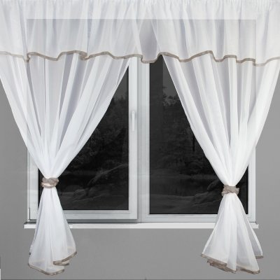 Ervi kusová hotová Voálová záclona Ella - hnědá – Zboží Mobilmania