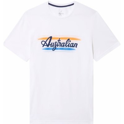 Australian Cotton T-Shirt Brush Line Print bianco