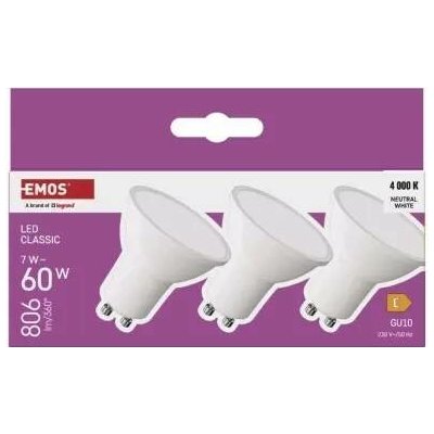 EMOS LED CLS MR16 7W60W 806Im ZQ8E43.3 3ks/bal – Hledejceny.cz