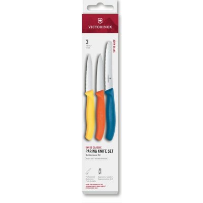 Sada nožů na loupání Victorinox Swiss Classic 3 ks rovné/vroubkované ostří žlutý/oranžový/modrý – Zboží Dáma