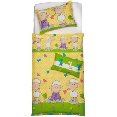 SCANquilt povlečení Klasik Ovečky žlutozelené 90 x 135 a 45 x 65 cm – Zbozi.Blesk.cz