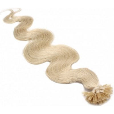 Vlnité 60cm 100% lidské vlasy pro metodu keratin 0,5g platina – Hledejceny.cz
